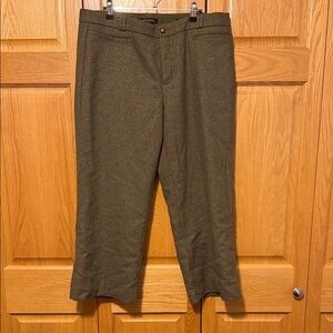 Banana Republic Logan wool blend cropped green pants size 14 lined like new